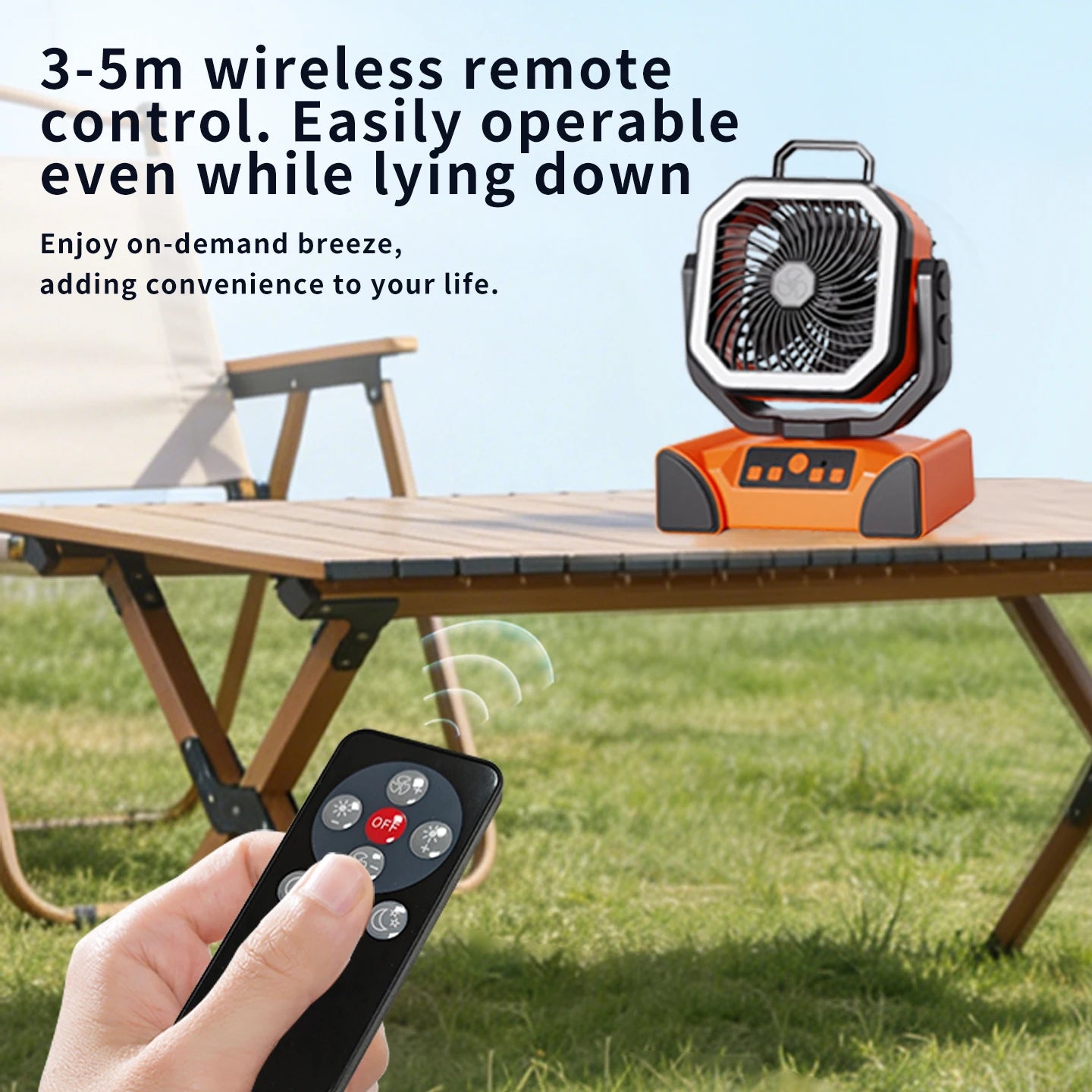 Outdoor Portable Fan 50000mAh Battery Operated withTurbo High-Speed Brushless Motor Auto-Swing for Camping Hiking Picnic BBQ