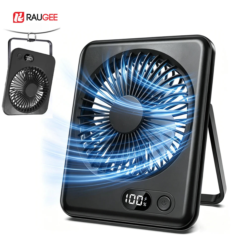 Desk Fan Portable Mini Fan Foldable Table Fan 20000/1200mAh USB Rechargerable Wall Fan Student Desktop Hang Fan Camping Tent Fan