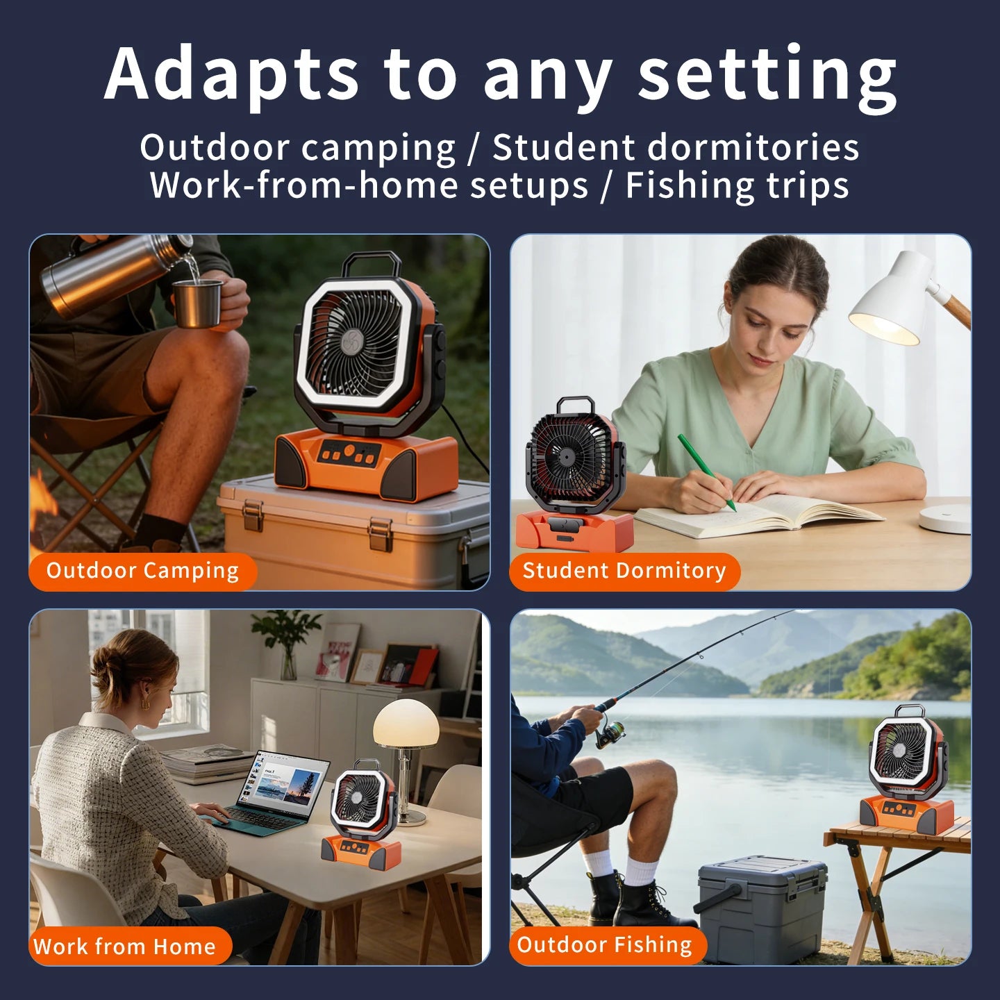 Outdoor Portable Fan 50000mAh Battery Operated withTurbo High-Speed Brushless Motor Auto-Swing for Camping Hiking Picnic BBQ