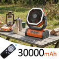 Outdoor Portable Fan 50000mAh Battery Operated withTurbo High-Speed Brushless Motor Auto-Swing for Camping Hiking Picnic BBQ